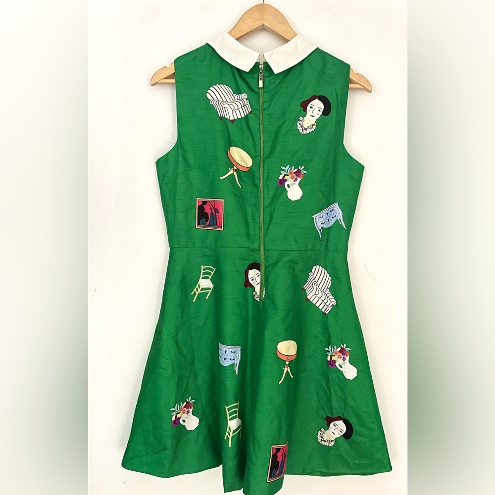 cheloo silk Green Sleeveless Collared Dress art print - Picture 8 of 12